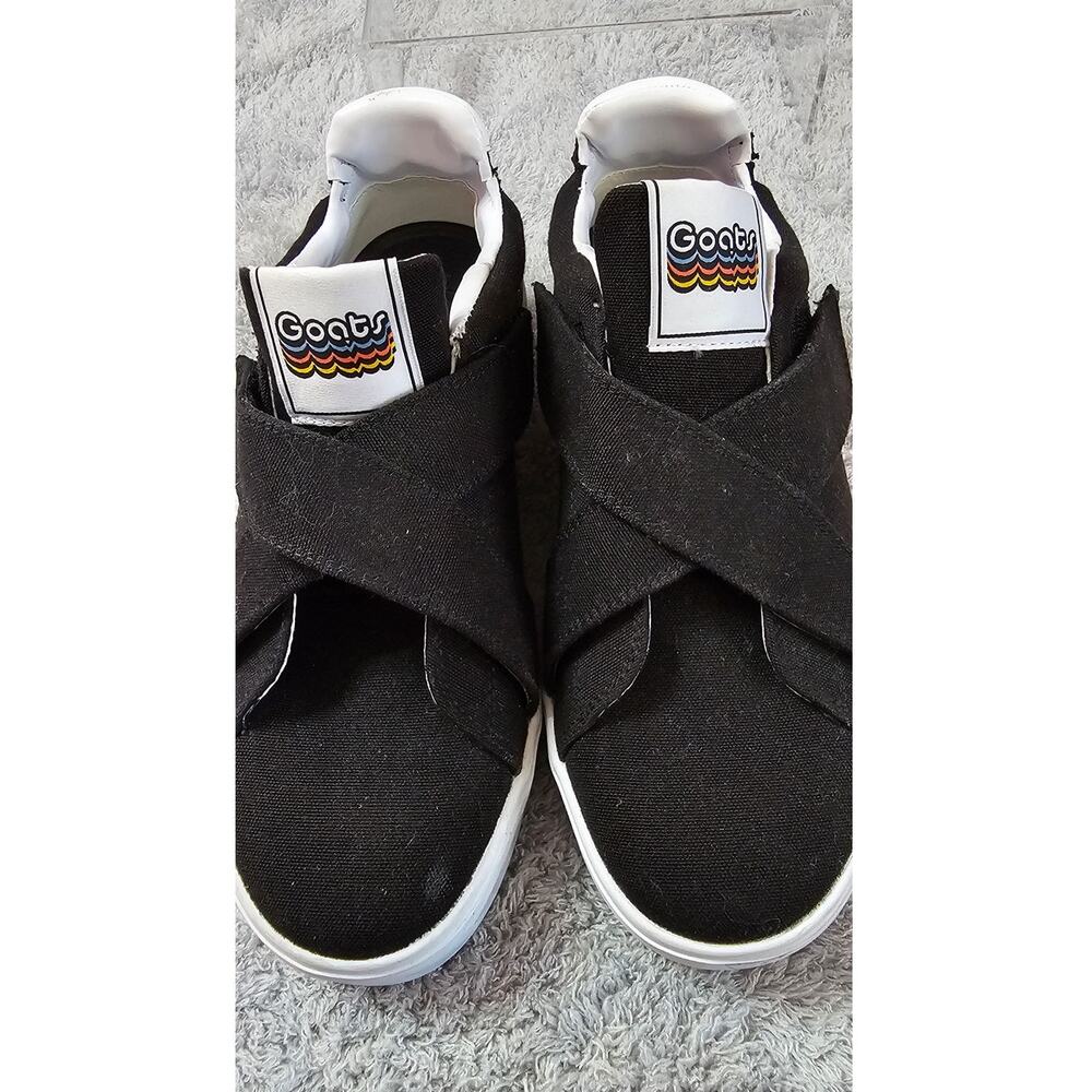 Goats Crisscross Hook Loop Strap Canvas Athletic Sneakers Women Sz 9 Black White